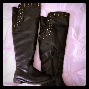 Size 8.5 Just Fab Over The Knee Studded Boots